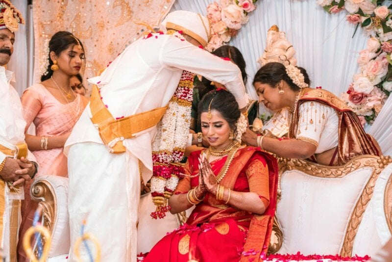 Hindu bride getting ready