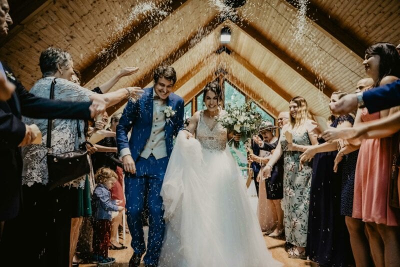 Married couple in a wooden building