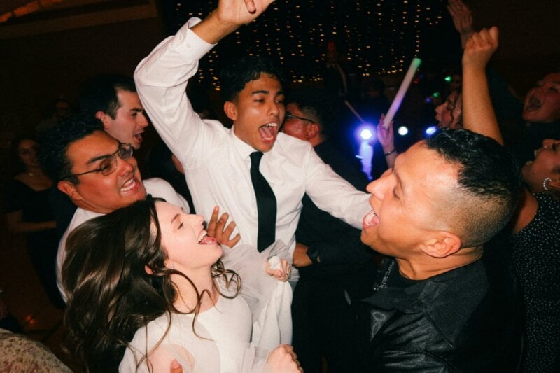 Partying guests at a wedding