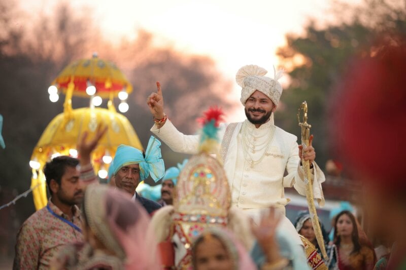 Arrival of the groom at a hindu wedding