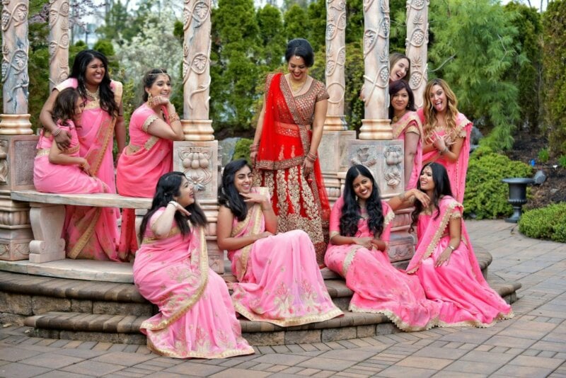 Hindu bride and bridesmaids