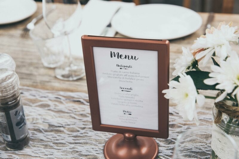 Wedding menu