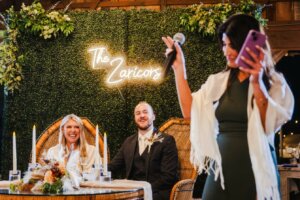 A lady giving a wedding speech