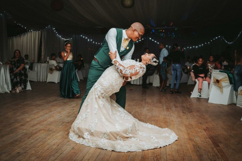 Couple dancing at their wedding