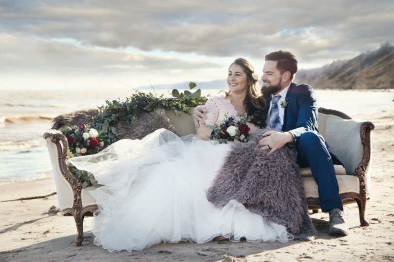 Wedded couple on a couch