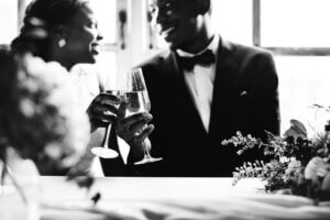 Couple toasting at their wedding