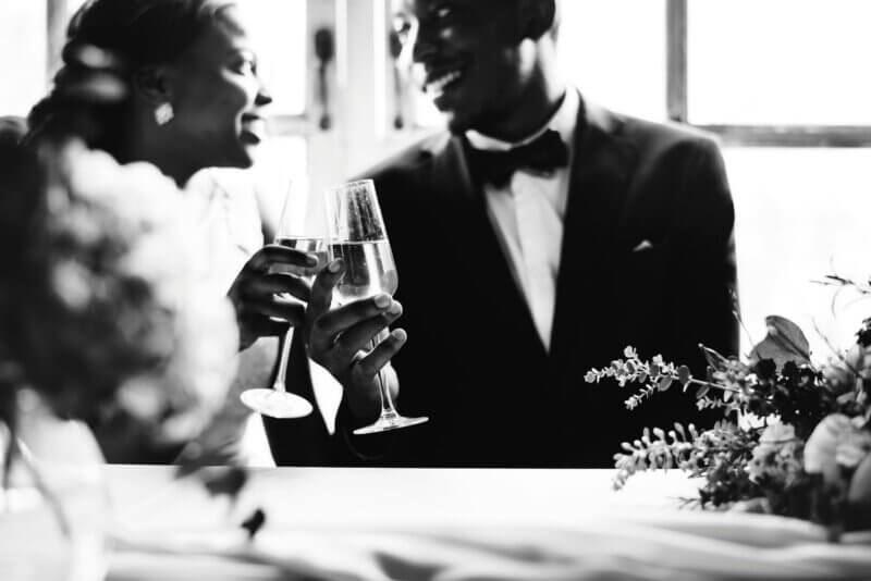 Couple toasting at their wedding