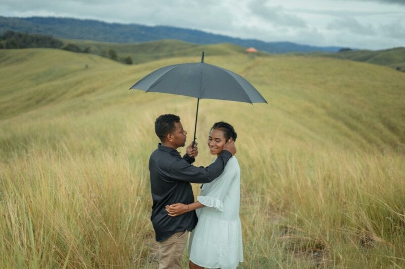 Couple under an umbrella