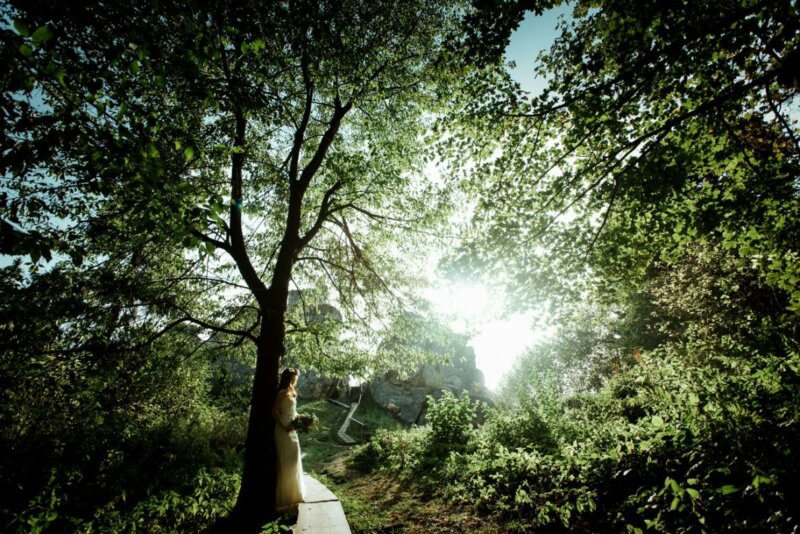 Mariée dans une forêt
