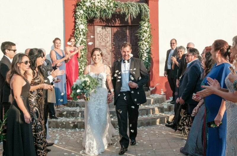 Married couple coming out of a church