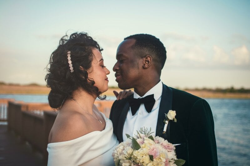 Married couple looking at each other