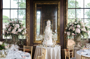Wedding cake display at a wedding