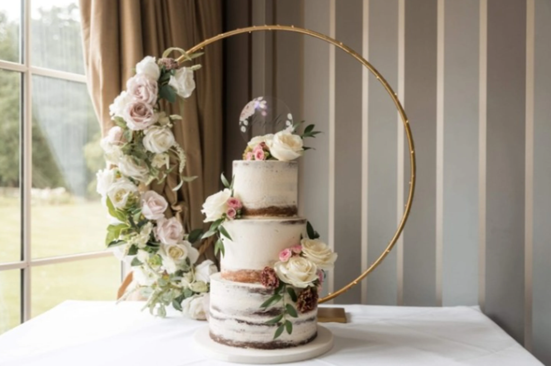 Wedding cake displayed on a table