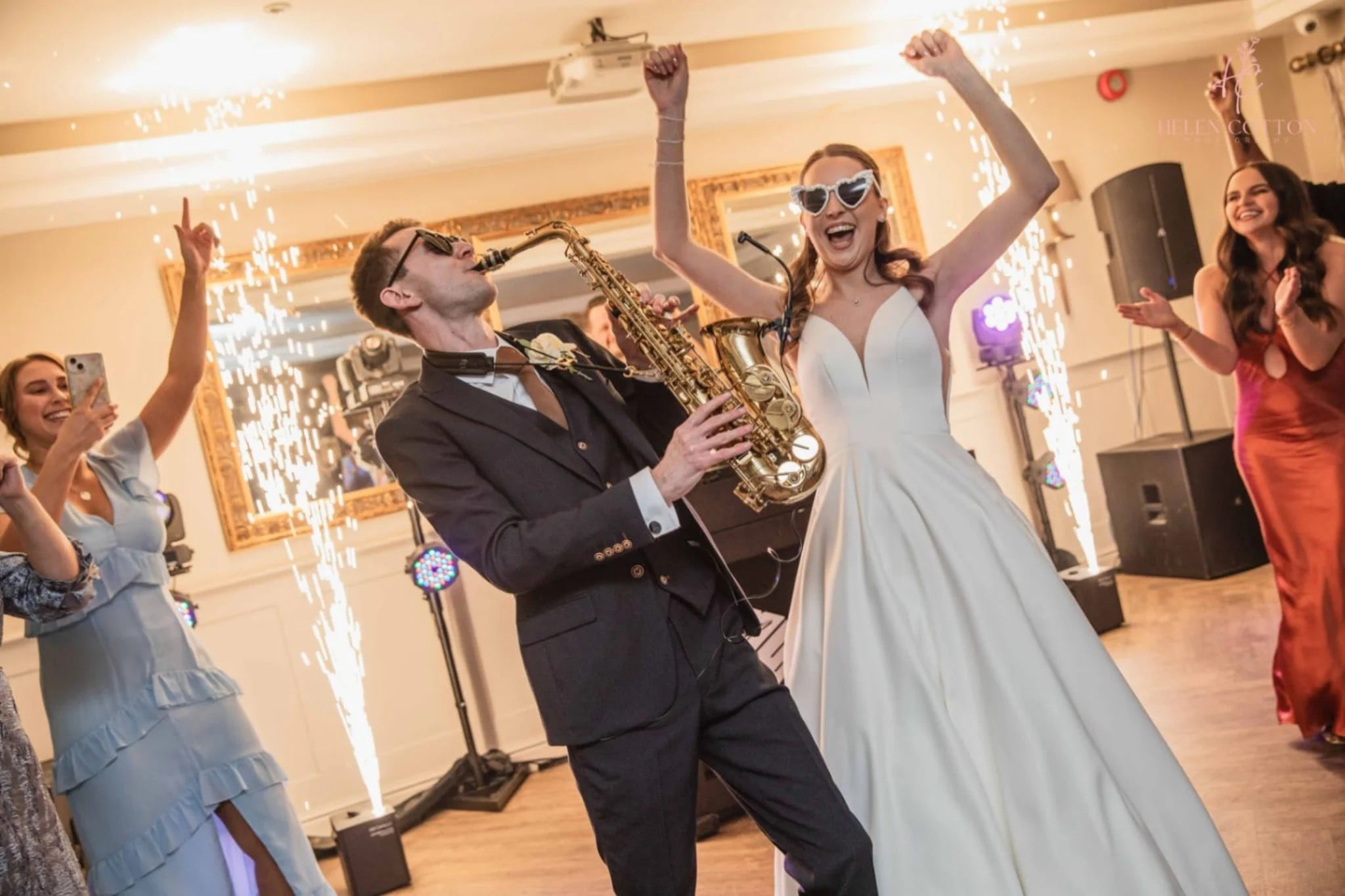 Saxophonist playing at a wedding
