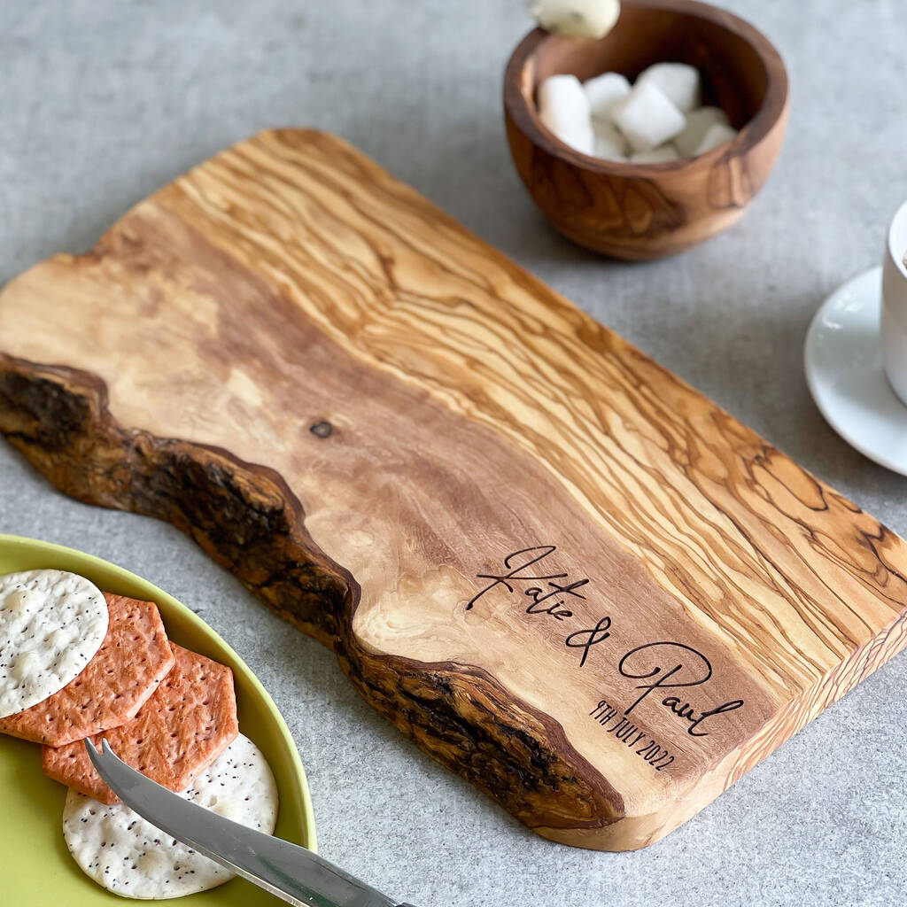 Engraved olive wood chopping board