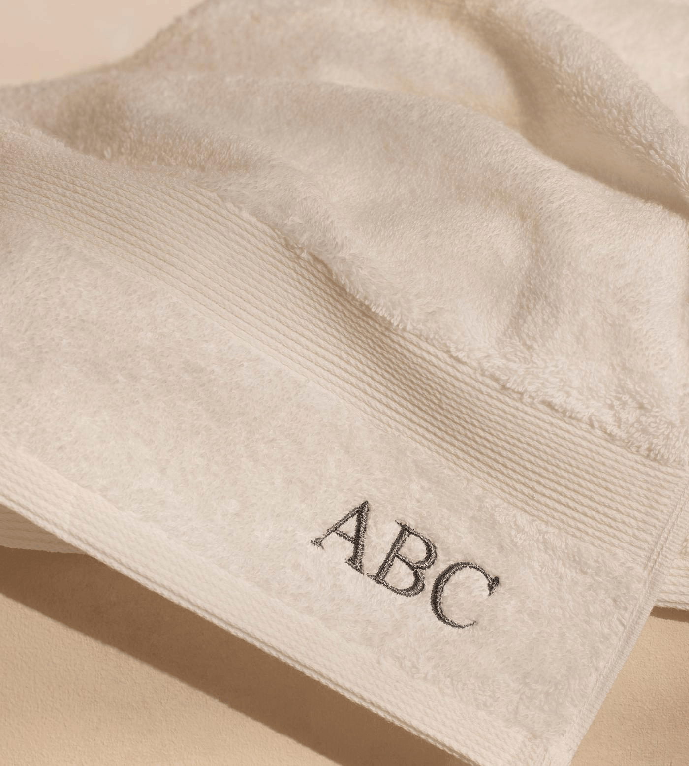 White handtowels monogrammed with initials