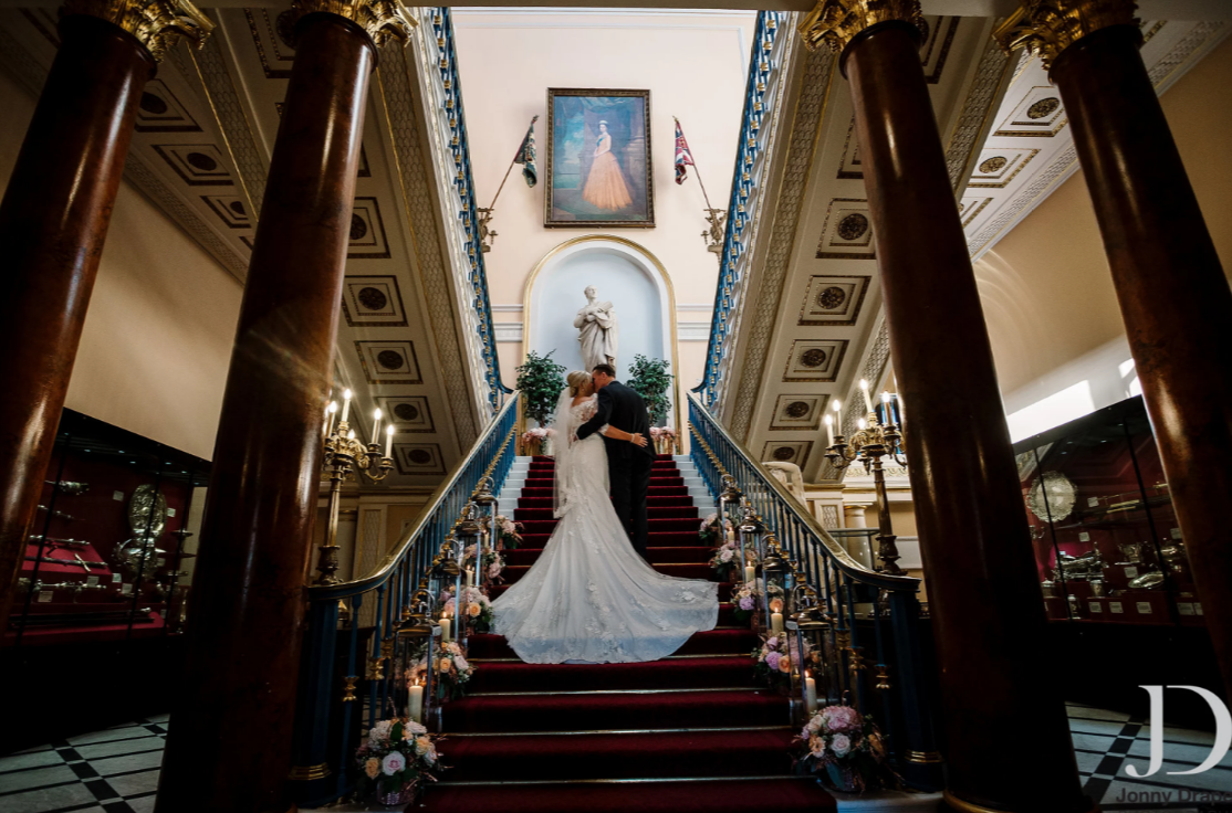 Newly wedded couple at the wedding venue