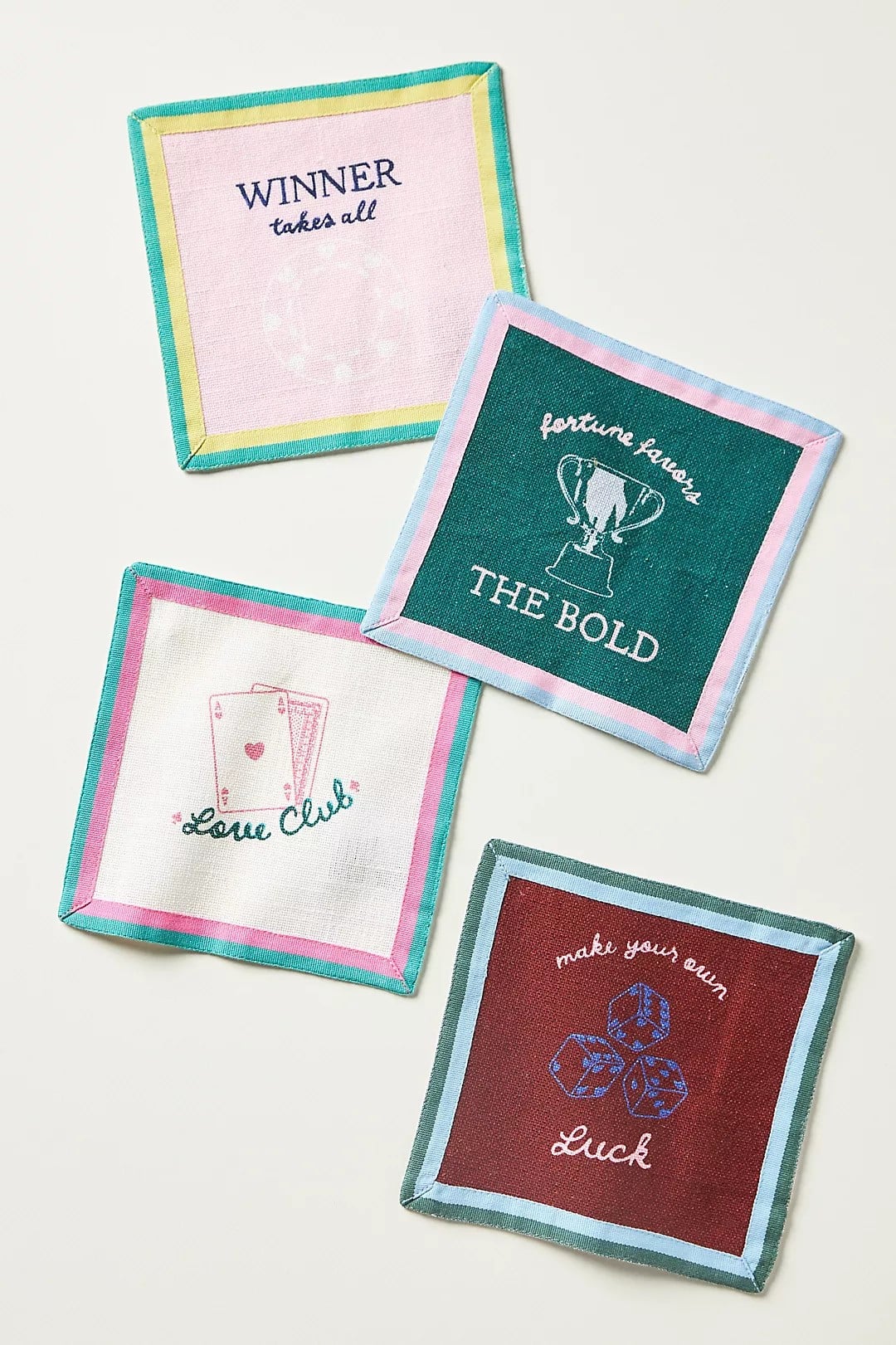 Embroidered cocktail napkins