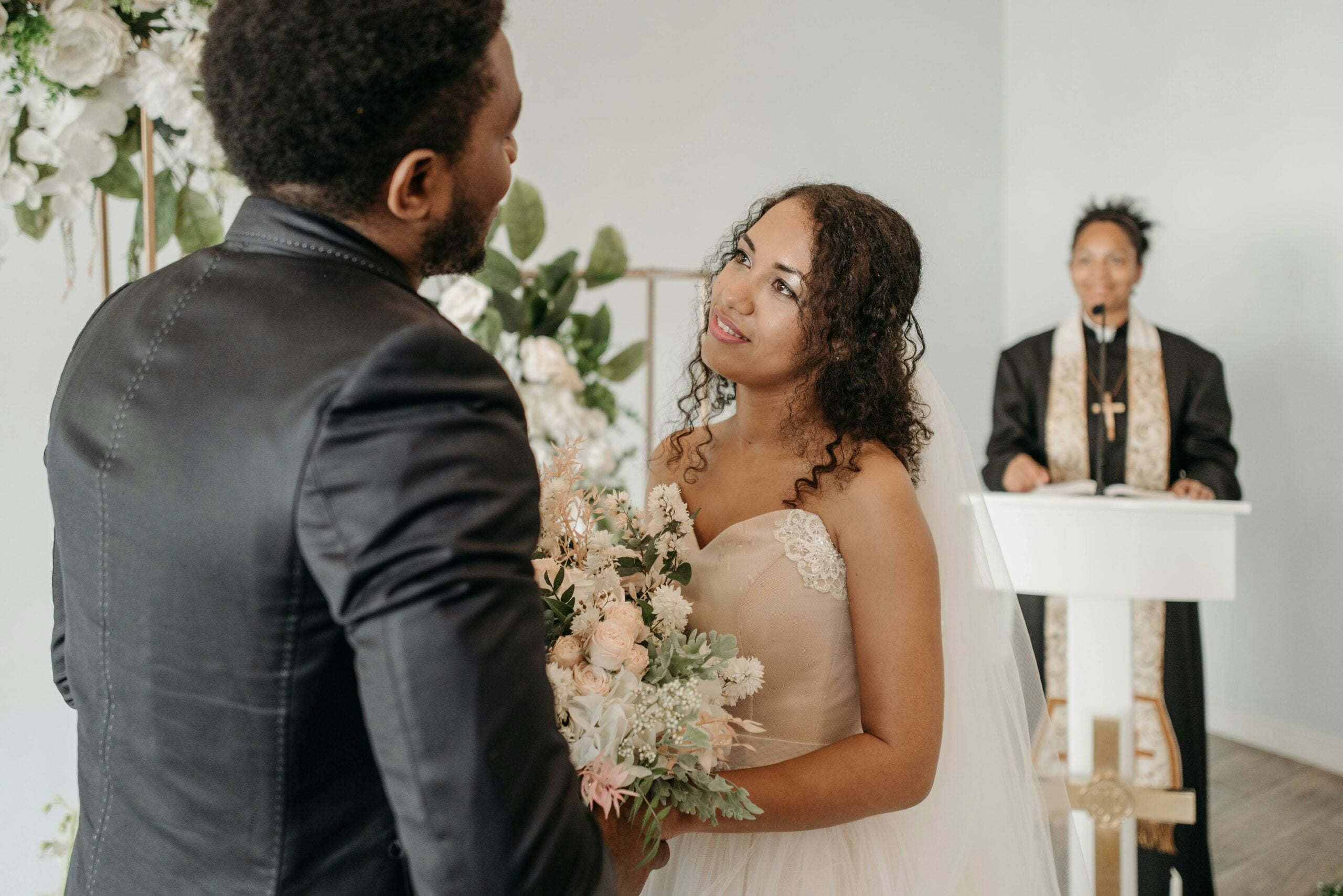 Bride and groom at a traditional religious wedding ceremony