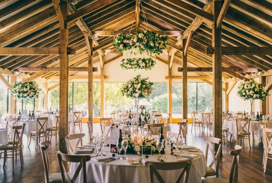 Interior of affordable wedding venue bredenbury court barns