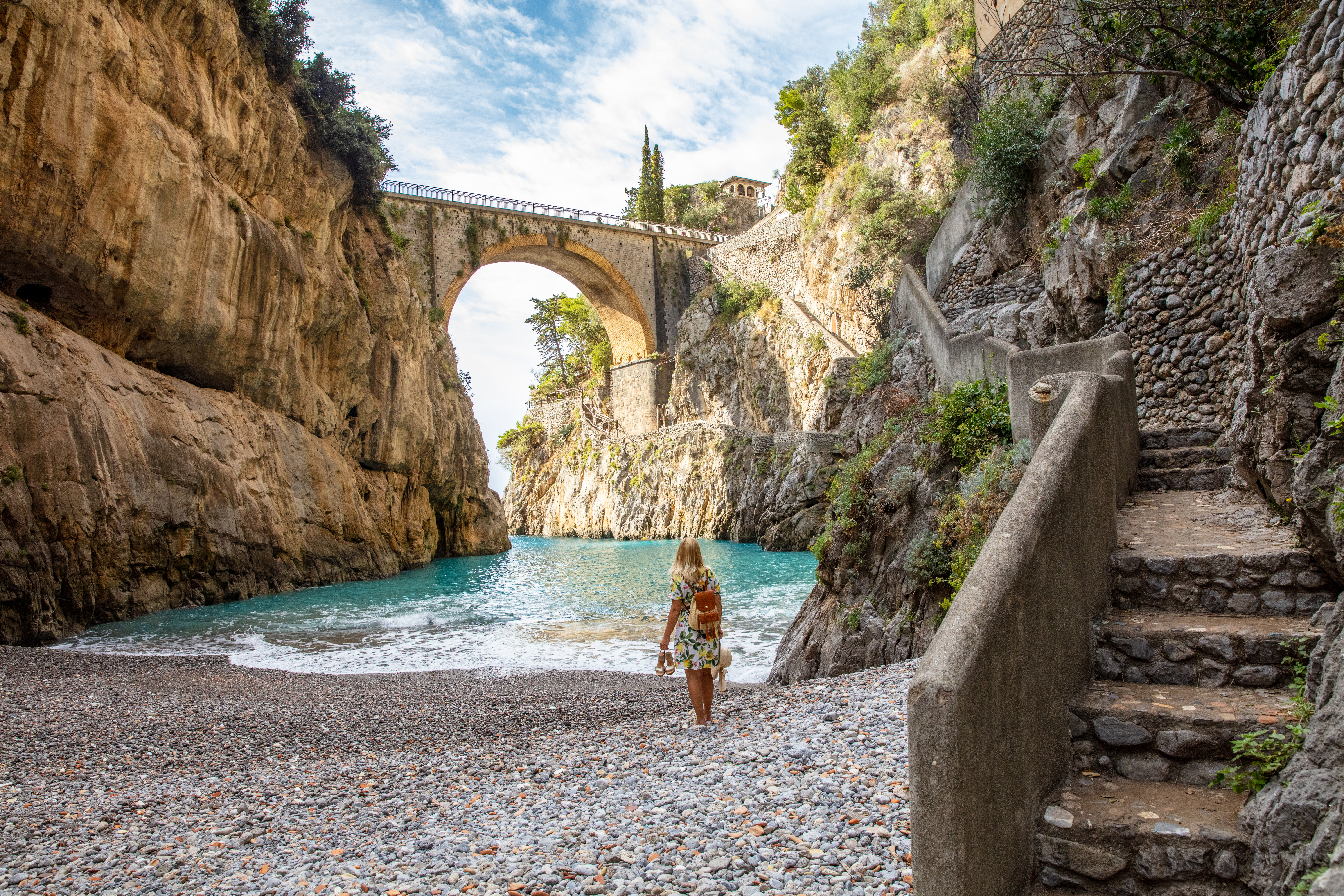 Woman At Fiordo Di Furore Bridge,Amalfi,Italy