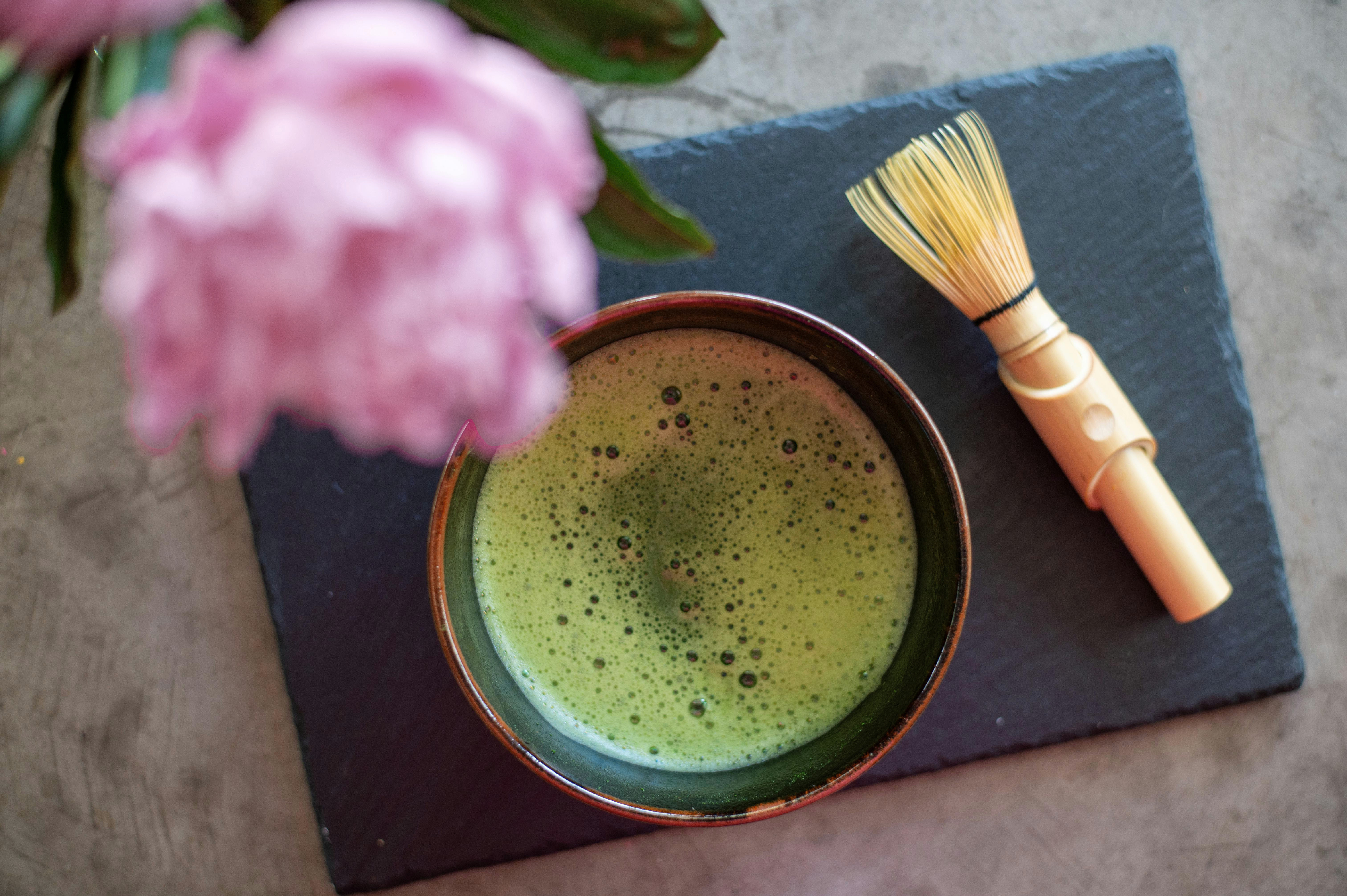 Matcha wedding ceramic cup with whisk