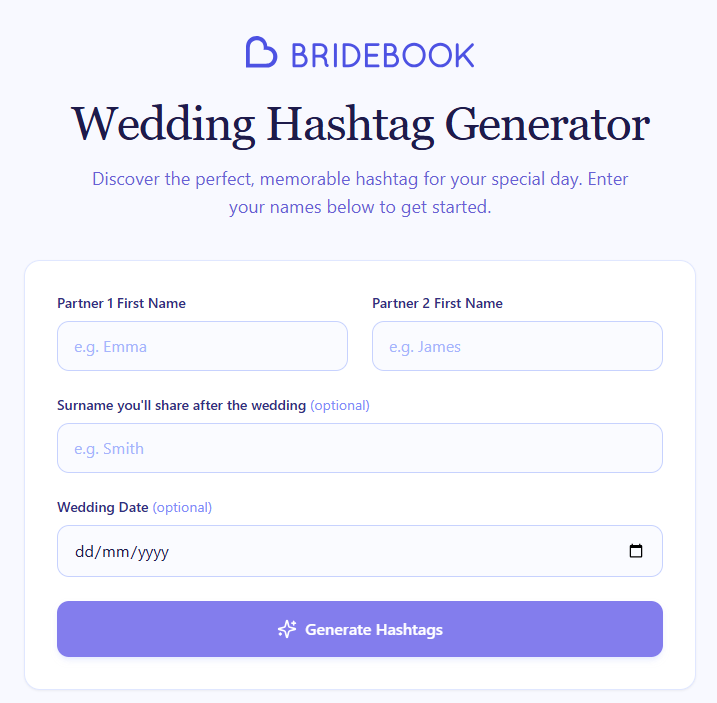 free wedding hashtag generator